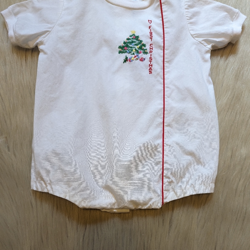 Vintage cotton My first Christmas onesie size 6 M - Picture 4 of 5